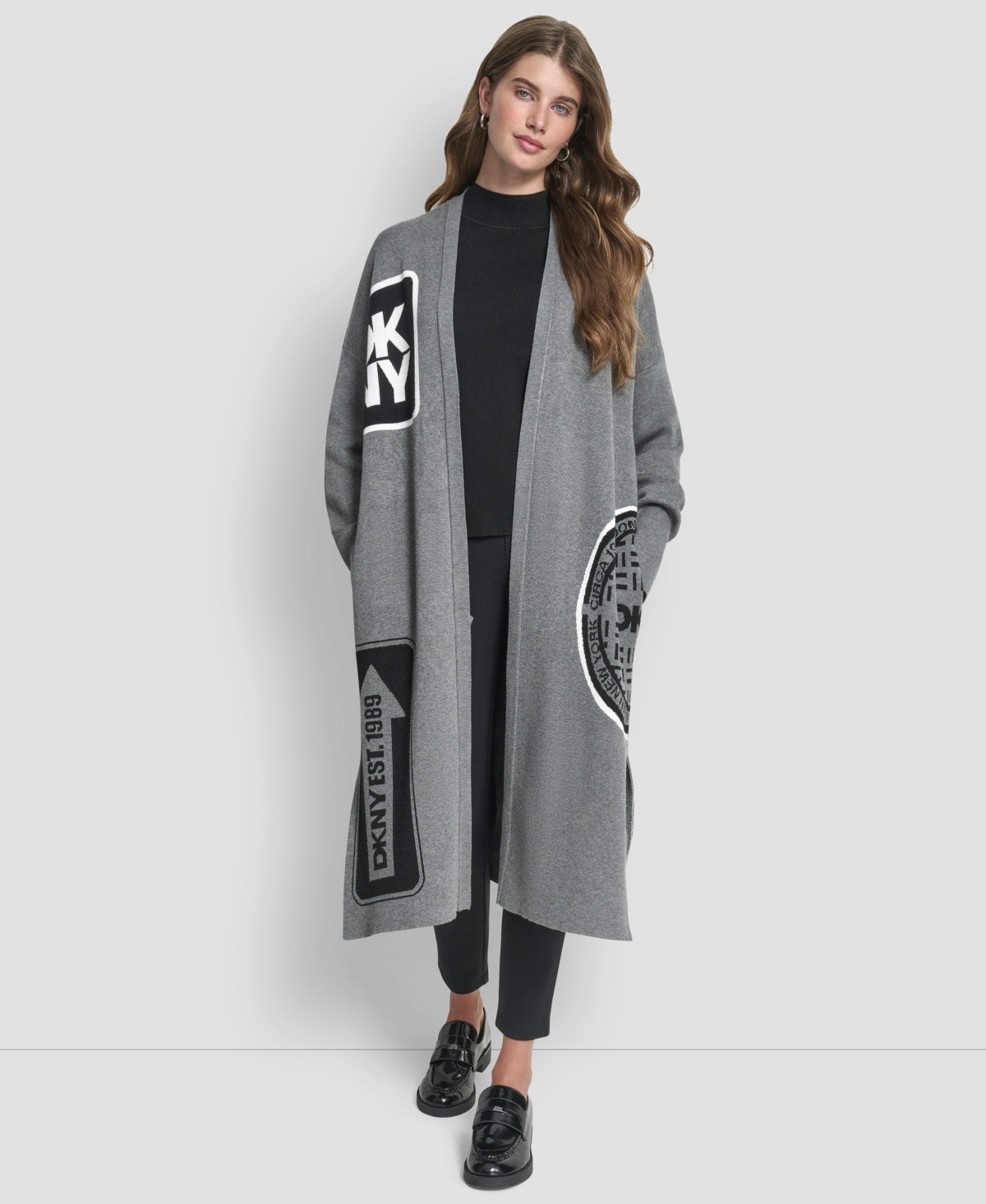 Dkny Women's Oversized Open-front Cardigan In Gray