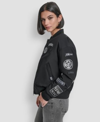 Women's Pins and Patches Long Sleeve Bomber Jacket
