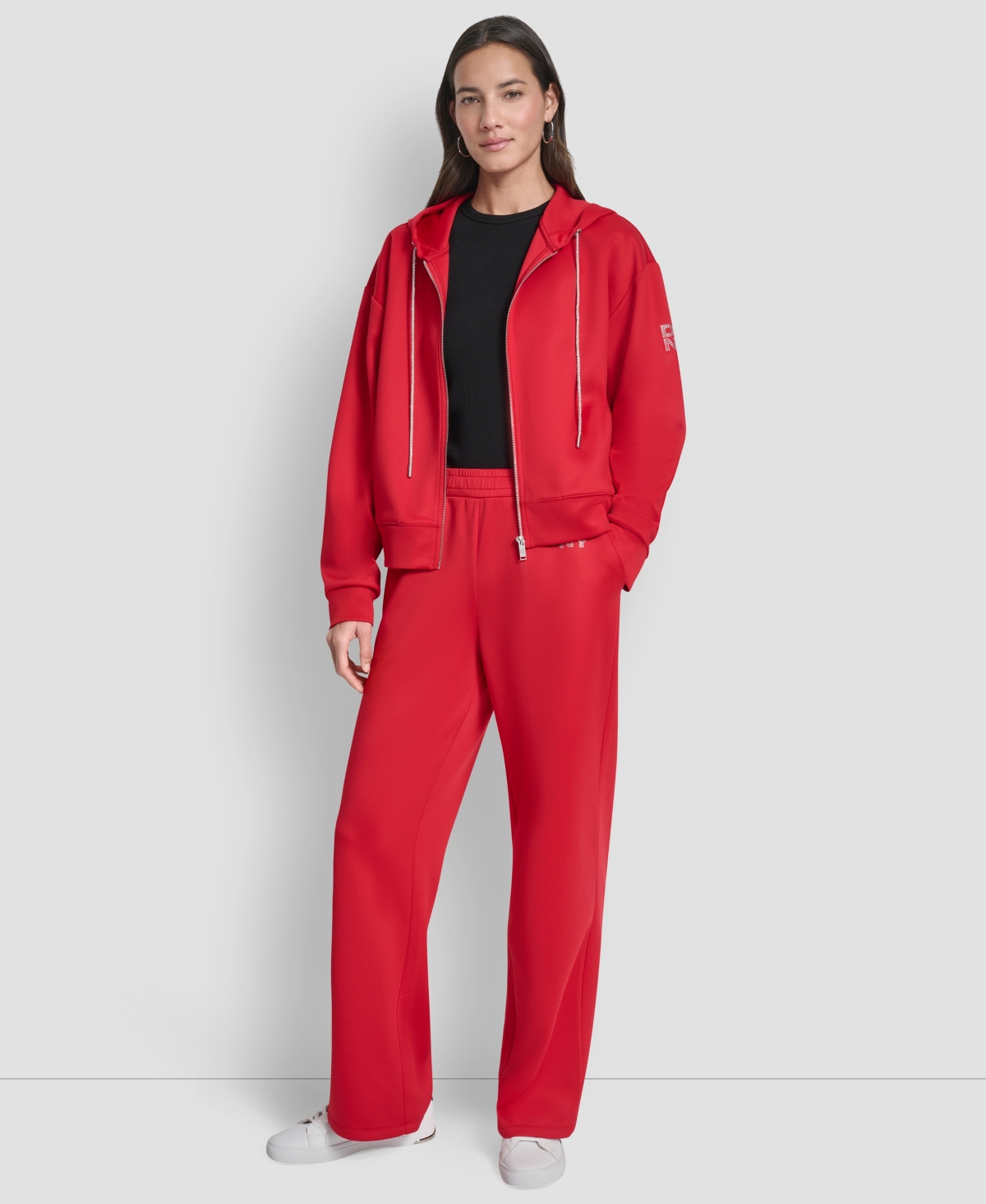 Dkny Women's Long-sleeve Scuba Zip-up Jacket In Red