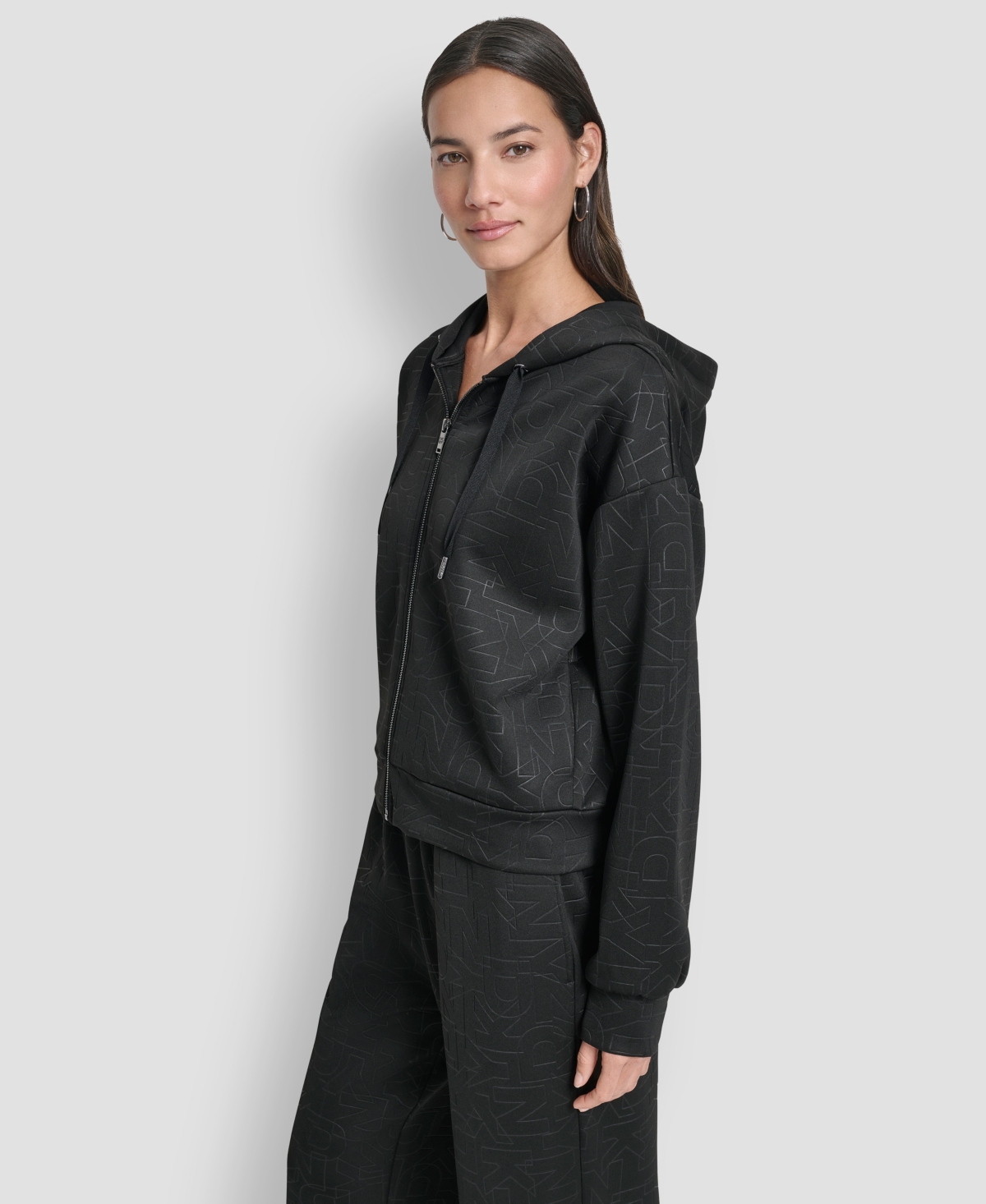 Dkny Women's Long-sleeve Scuba Zip-up Hoodie In Black