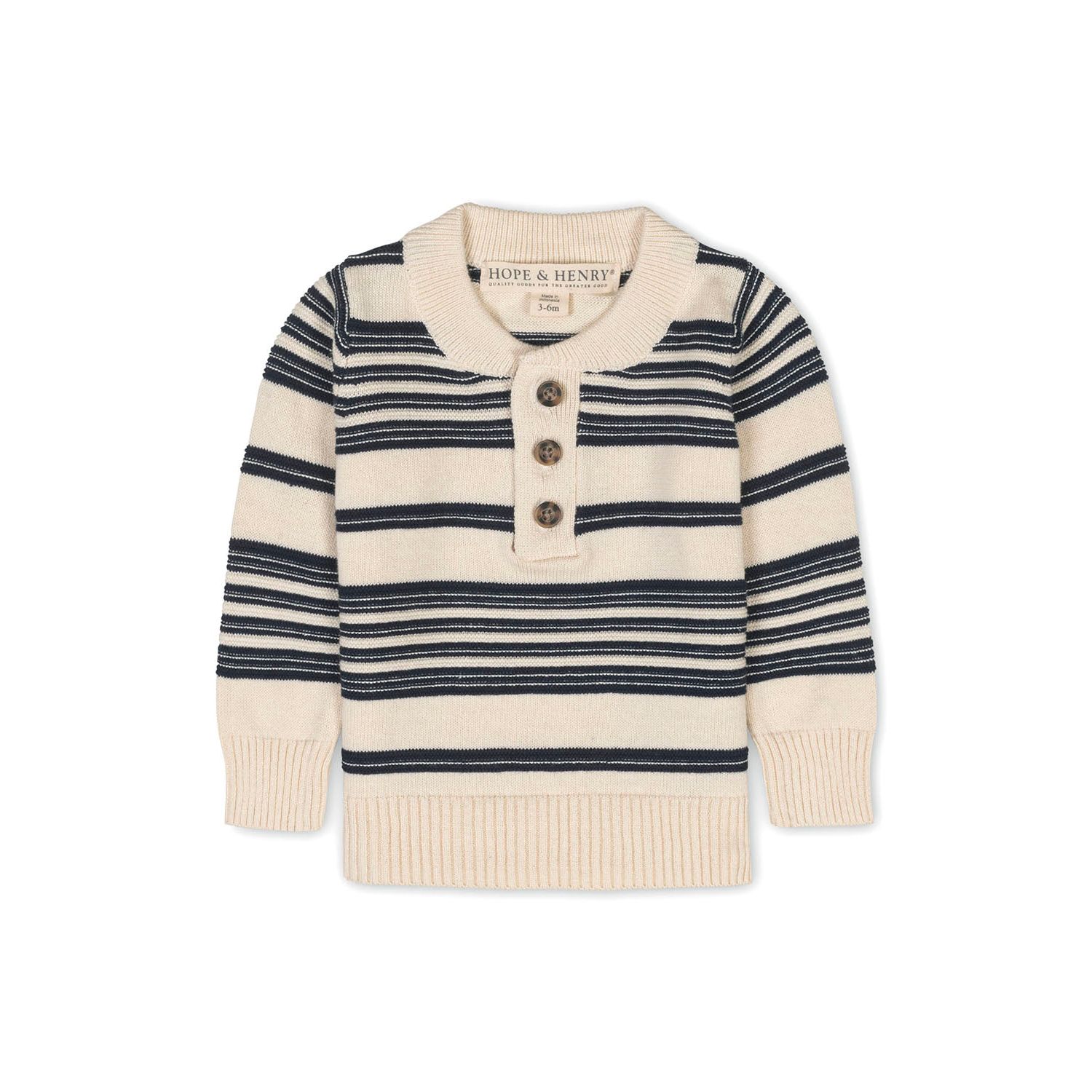 Hope and Henry Little and Big Boys' Organic Long Sleeve Henley Pullover Sweater with Elbow Patches