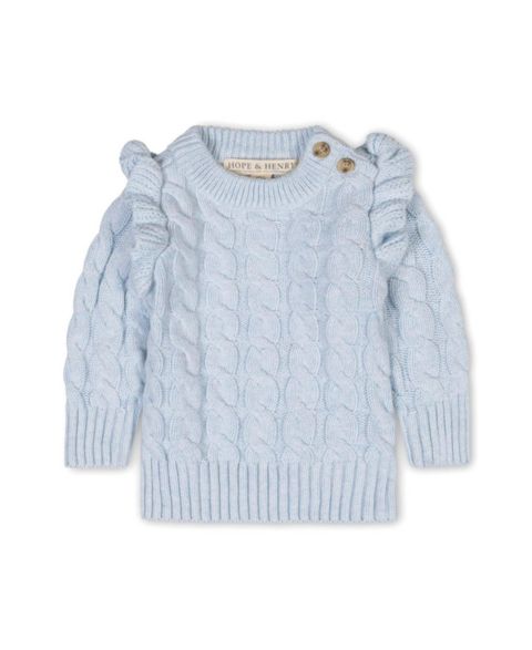Свитер Hope & Henry Organic Long Sleeve Mock Neck with Ruffle для девочек-малышей, цвет: Светлый синий меланжевый