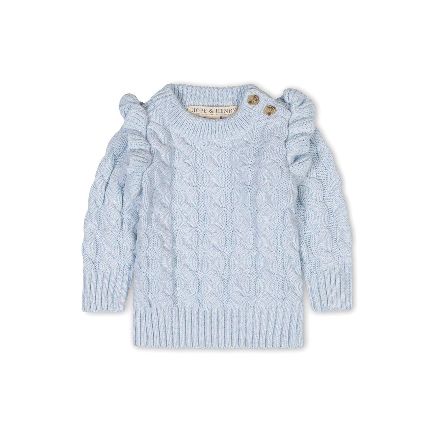 Baby Girls Hope and Henry Organic Long Sleeve Mock Neck Sweater with Ruffle