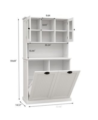 Tall Tilt-Out Laundry Cabinet with 2 Compartments and Adjustable Shelves