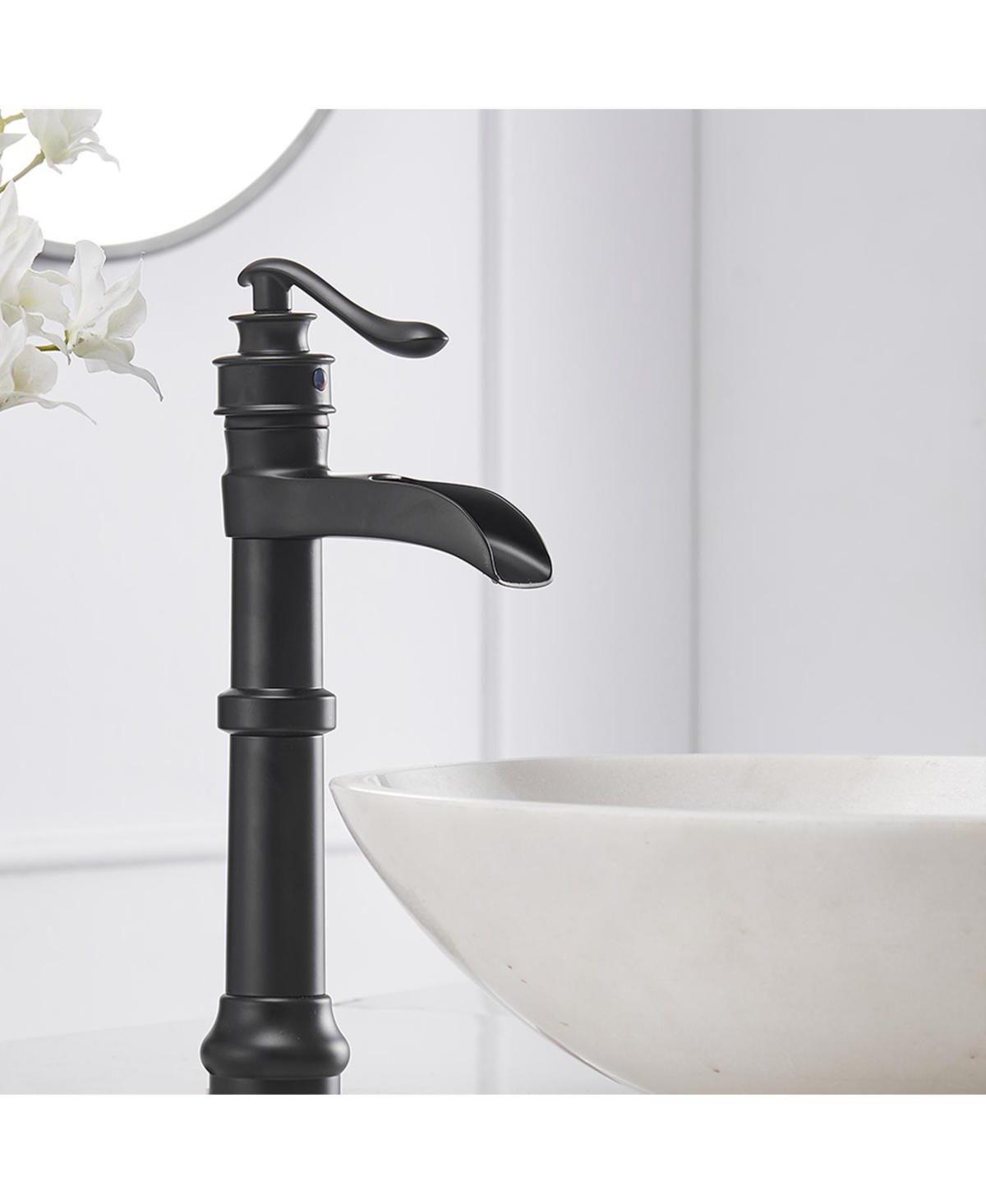 Greenspring Waterfall Single Hole Single-Handle Vessel Bathroom Faucet With Pop-up Drain in Matte Black
