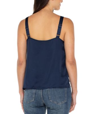 Women's Lace Trim Satin Tank Top