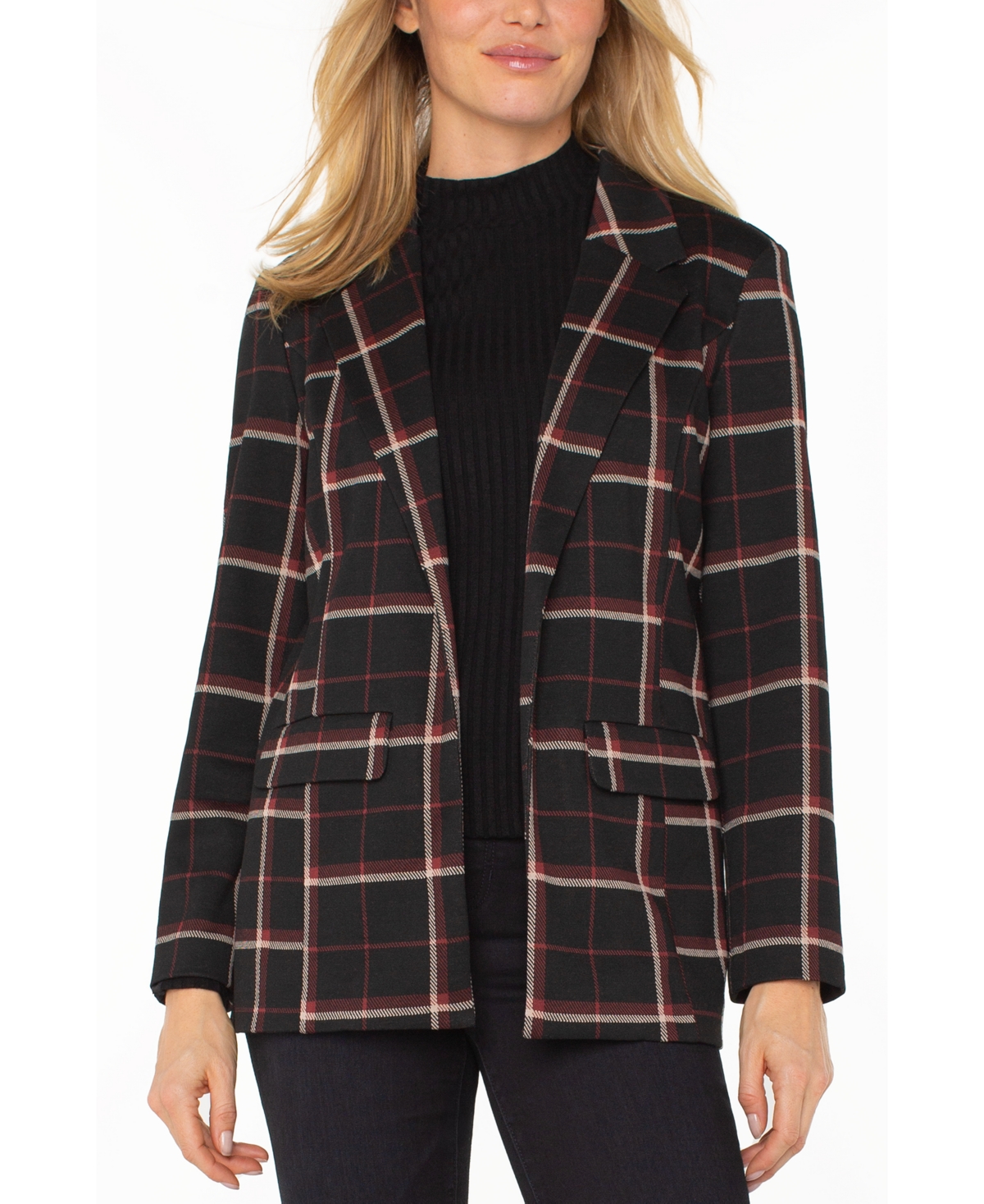 Liverpool Los Angeles Plaid Notched Lapel Blazer In Multi