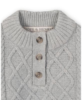 Big Girls Organic Long Sleeve Mock Neck Button Placket Sweater Dress