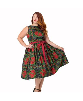 Plus Size Sleeveless Belted Swing Dress