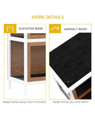 Wooden Bunny Cage w/ Dividers and Pull Out Trays for Outdoors,