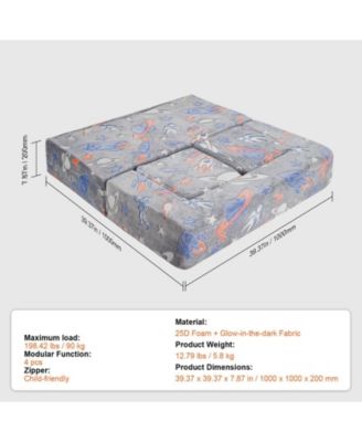 4-Piece Kids Couch Set, Toddler Sofa with Removable Covers for Playroom or Bedroom