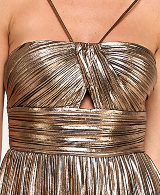 Juniors' Foil Pleated Mini Dress