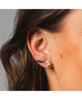 Gold Bar Stud Earrings 14K Gold