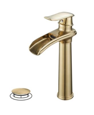 Waterfall Single Hole Single Handle Bathroom Vessel Sink Faucet with Pop-Up Drain Assembly