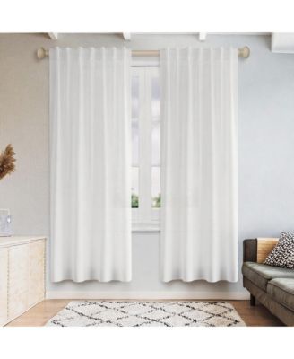 Linen Blend Light Filtering Curtains for Living Room (2 Panels), 52"x72"