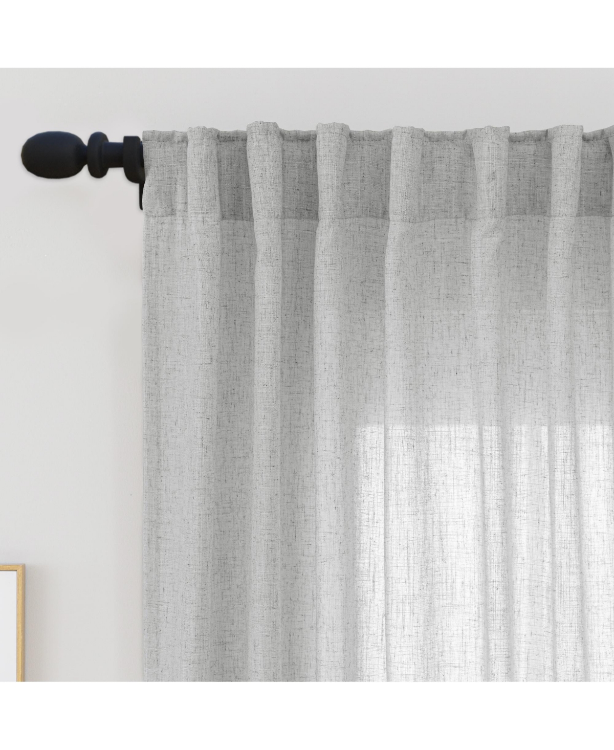 Awesome Home Extra Long Linen Blend Light Filtering Curtains for Living Room (2 Panels