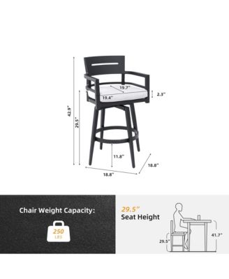 Modern 2-Piece Aluminum Swivel Bar Chair Set with Sunbrella Cushions