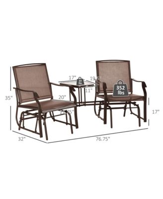 Outsunny 77 Inch 2 Person Outdoor Glider Set with Coffee Table