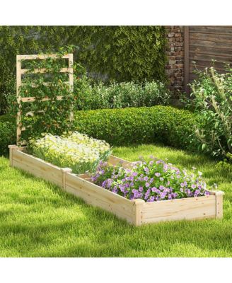 Raised Garden Bed Wooden Planter Box with Divided Space