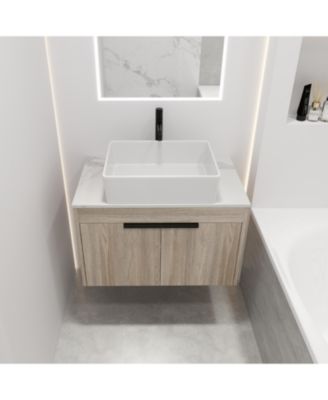 30 Inch Floating Vanity with Ceramic Basin