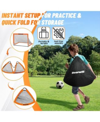Kids Soccer Goal Set of 2, 4x3FT Pop Up Backyard Goals with Training Kit - Includes Ball, Cones, Ladder & Targets
