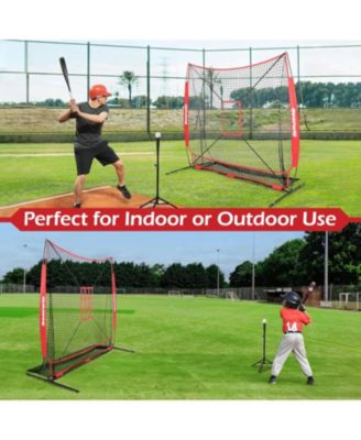 7x7ft Baseball & Softball Practice Net - Pitching, Hitting & Batting Net with Ball Collection System, Tee, 2 Strike Zones & Carry Bag