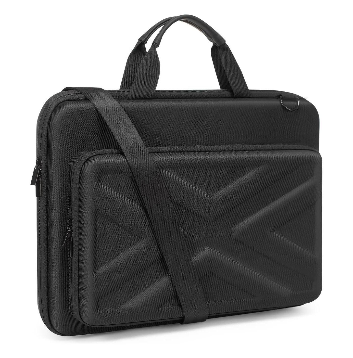 Сумка MOSISO Black Hard Shell Laptop Case - 15-15.6 Inch Computer, Compatible with MacBook, HP, Dell, Lenovo, Asus - 16 Inch Laptop Bag with Front Pocket, цвет: Чёрный — фото 1