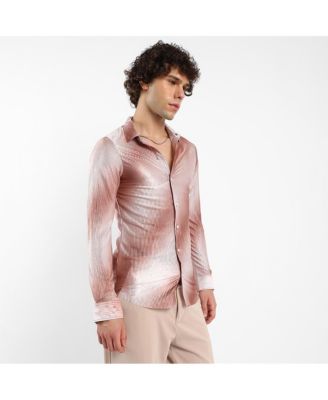 Men's Ombre-Pleated Shirt