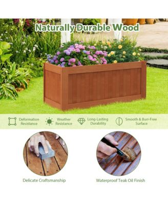 2PCS Wood Outdoor Planter Box w/ Seat 2-in-1 Wooden Raised Garden Bed & Bench  38'' x 16'' x 18''