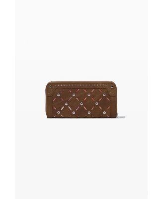 Women's Large perforated studded wallet