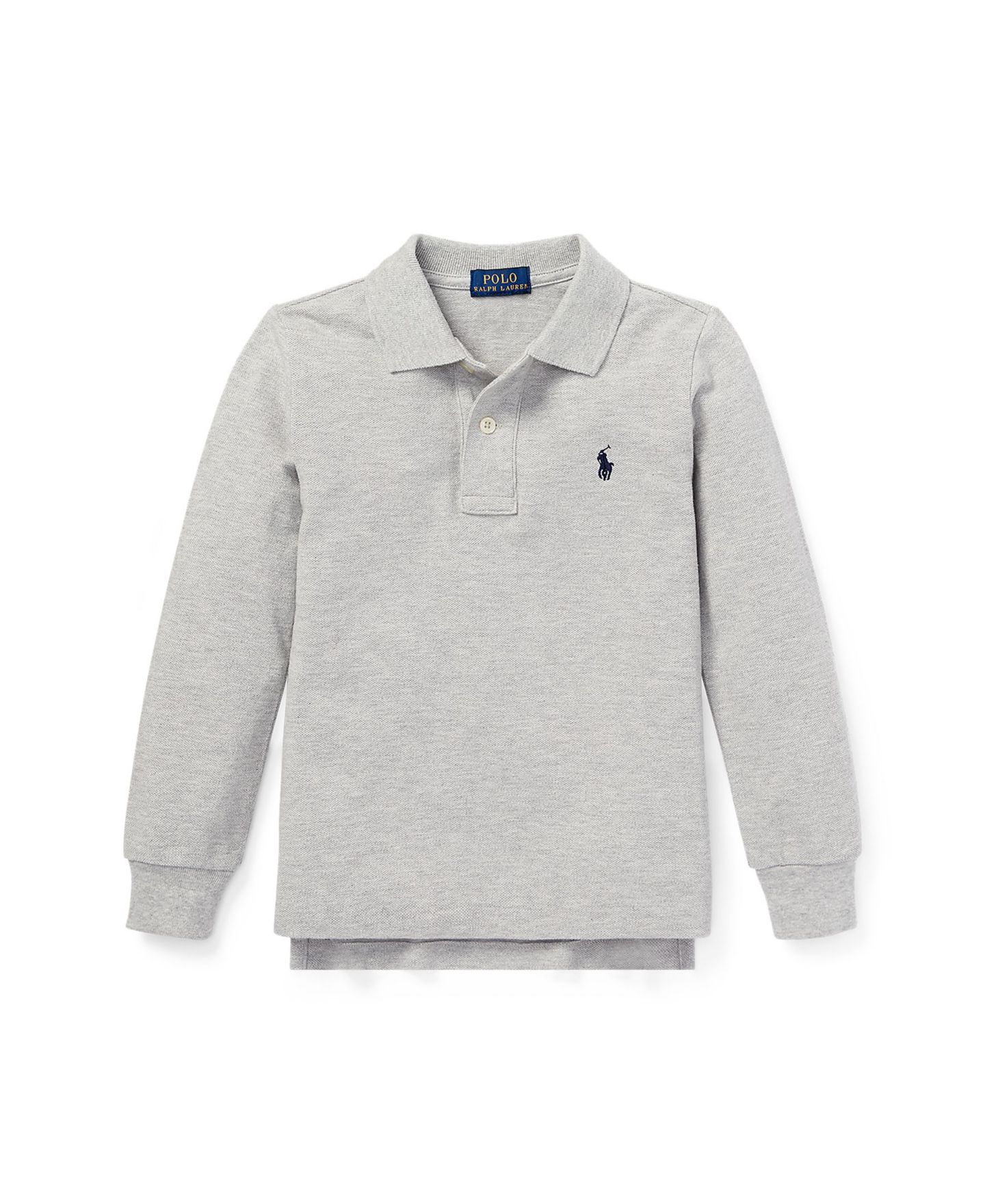 Поло Polo Ralph Lauren Cotton Mesh Long Sleeve Polo Shirt для мальчиков, цвет: Меланжевый — фото 1