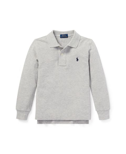 Поло Polo Ralph Lauren Cotton Mesh Long Sleeve Polo Shirt для мальчиков, цвет: Меланжевый