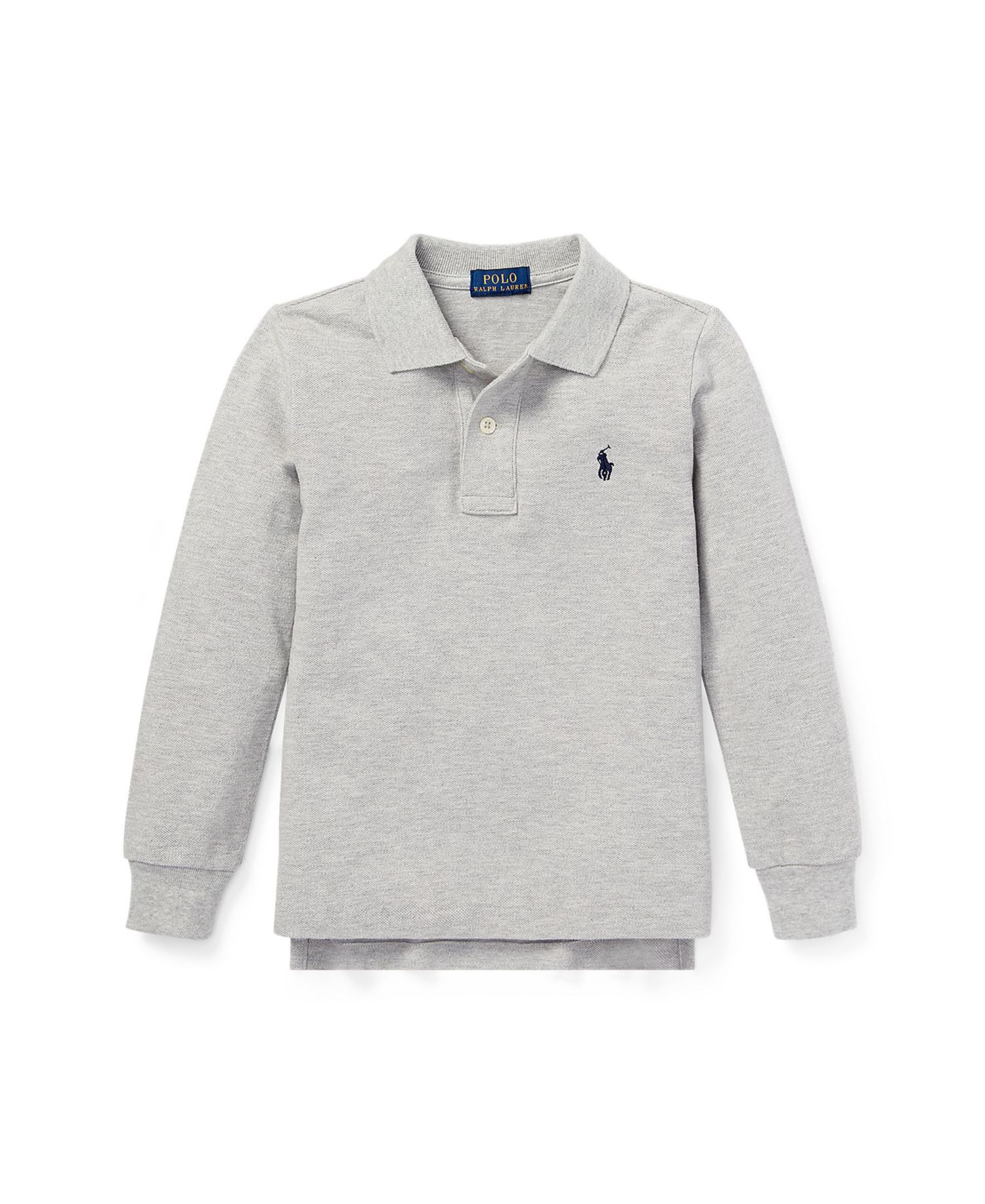 Toddler and Little Boys Cotton Mesh Long Sleeve Polo Shirt