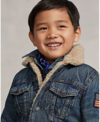 Toddler and Little Boys Teddy Fleece–Lined Denim Trucker Jacket