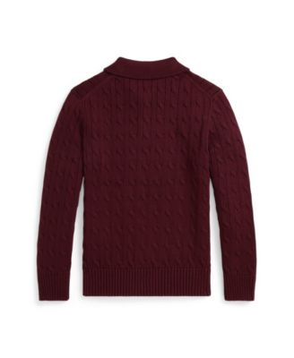 Big Boys Cable-Knit Cotton Polo Sweater