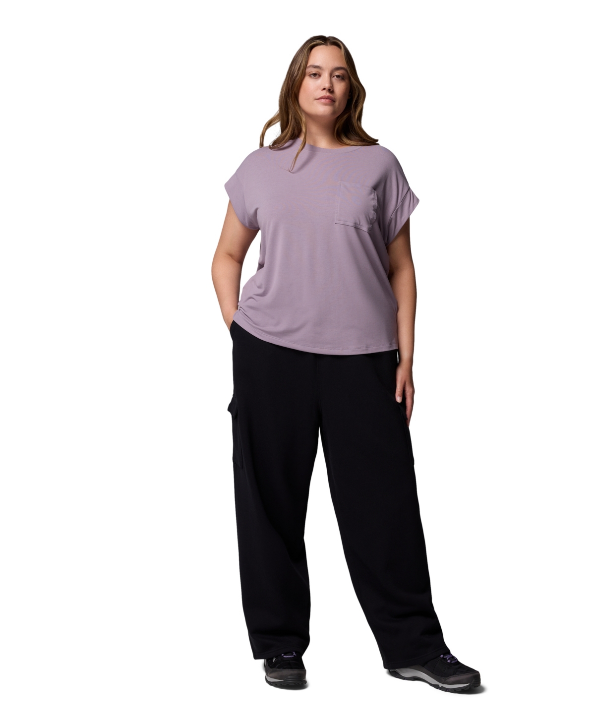Columbia Plus Size Aldermore Fleece Cargo Pants In Black