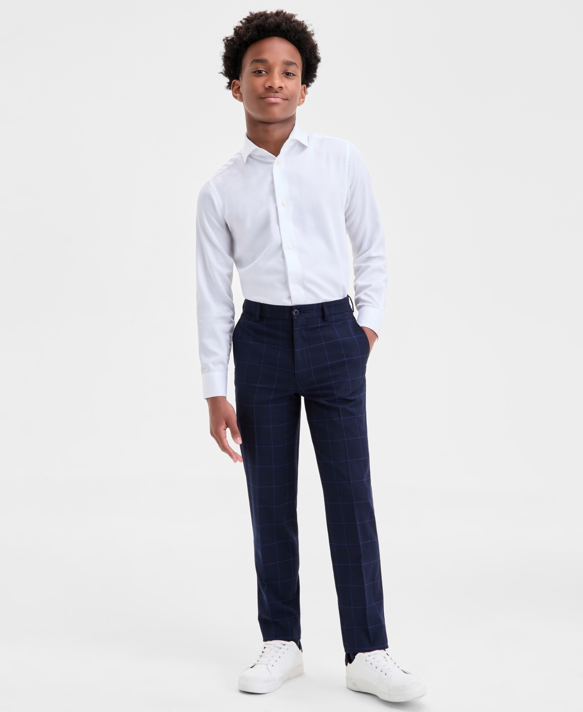 Michael Kors Big Boys Elasticized Waistband Pleated Pants In Black