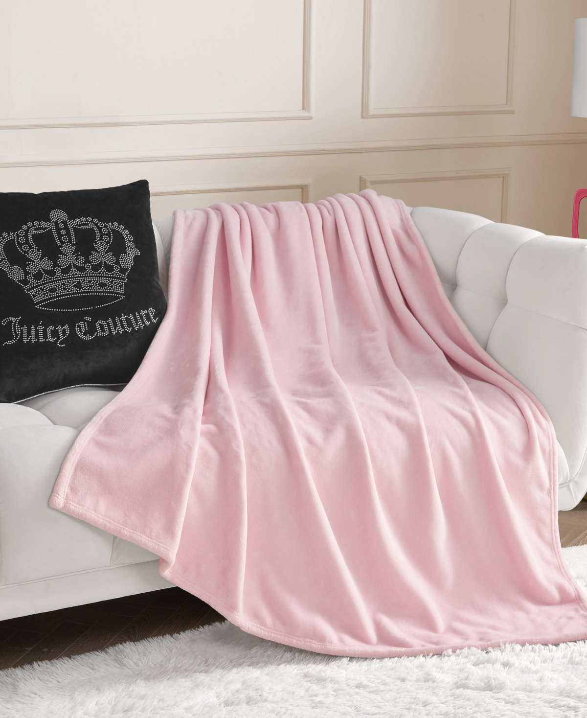 Juicy Couture Plush Throw, 50" X 70" In Pink