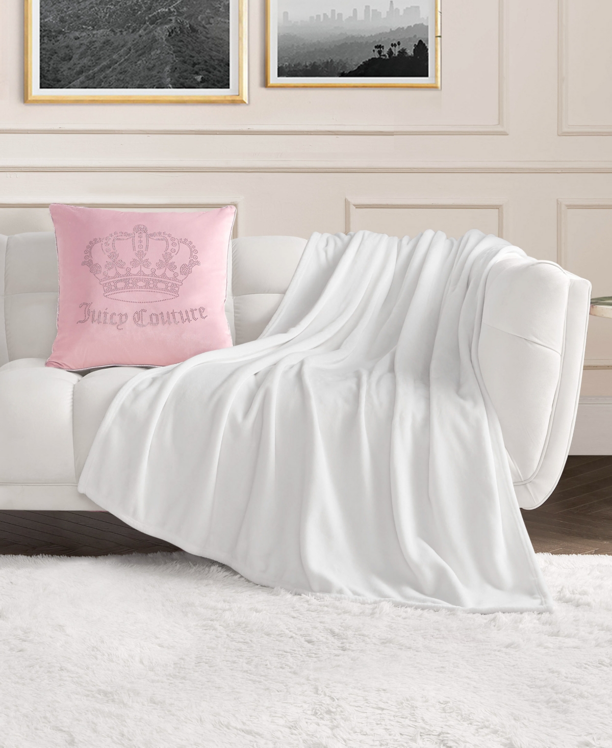 Juicy Couture Plush Throw, 50" X 70" In White