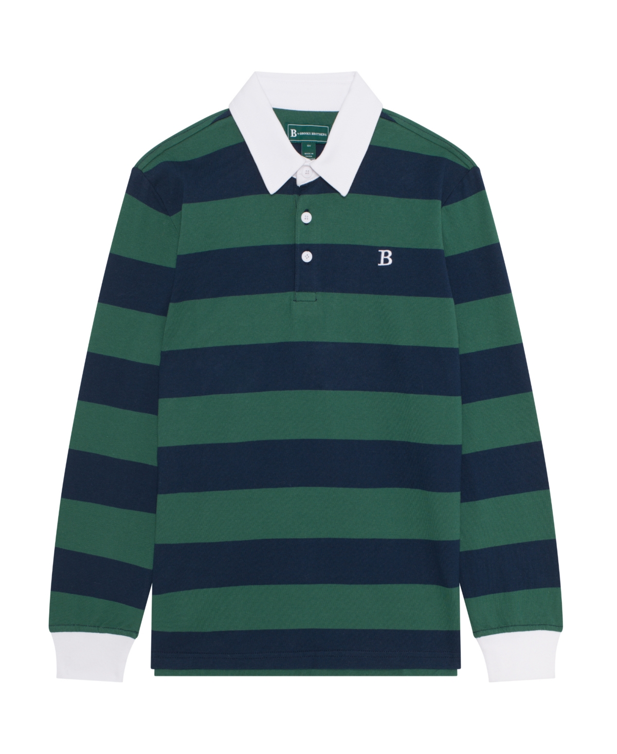 B By Brooks Brothers Kids' Big Boys Rugby Long Sleeve Polo Shirt In Green