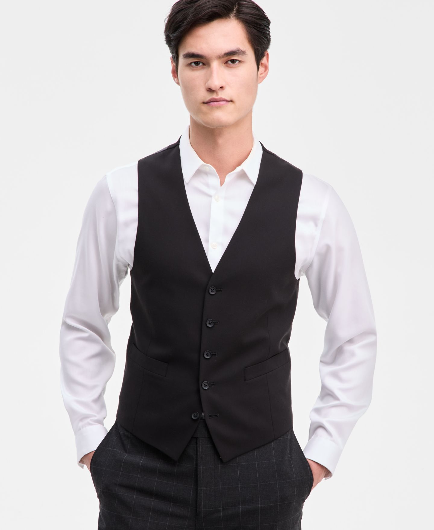 Мужской жилет Kenneth Cole Reaction Slim-Fit Techni-Cole Suit Separates Vest, цвет: Чёрный — фото 1