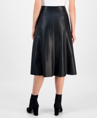 Women's Faux-Leather A-Line Skirt