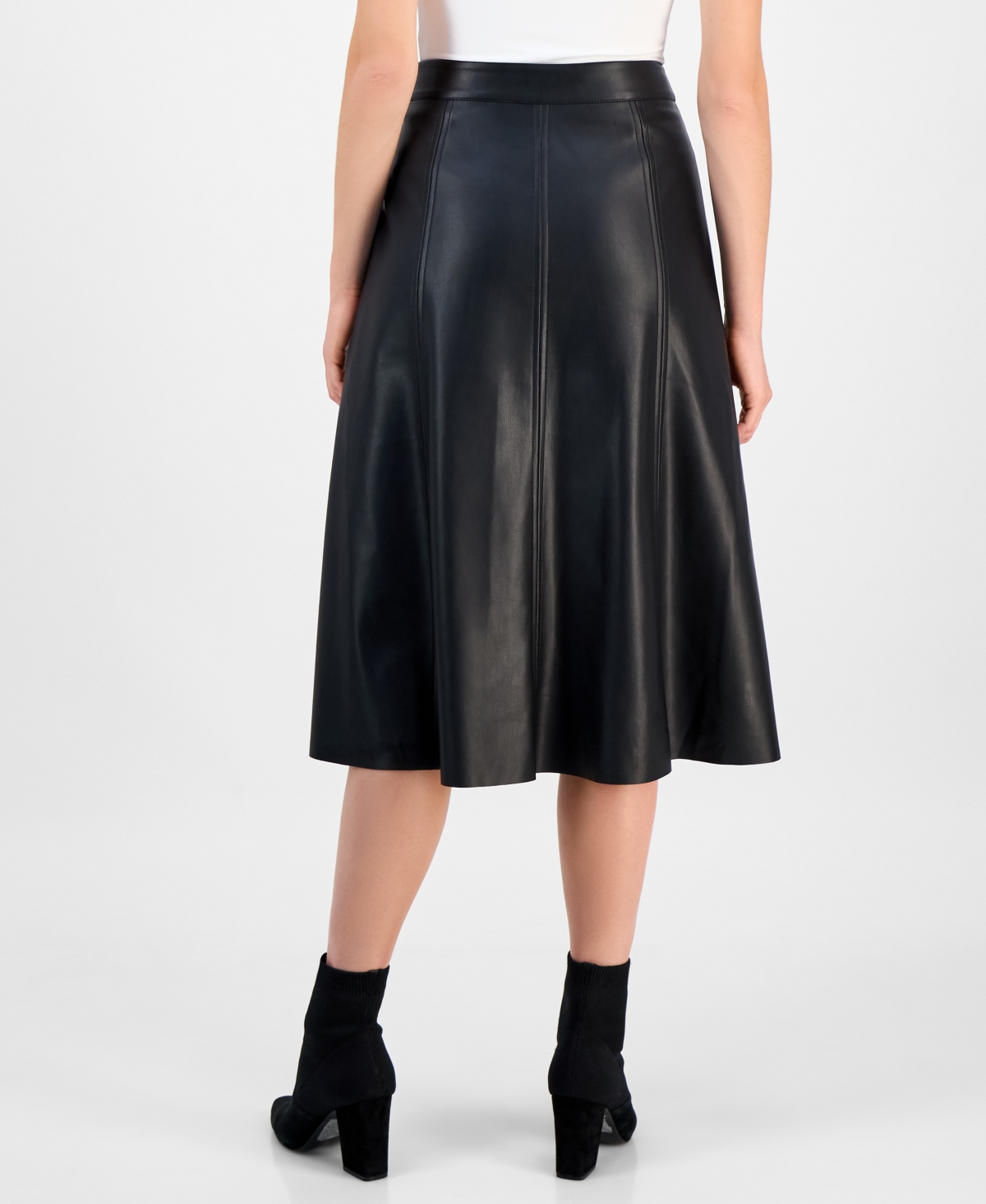 T Tahari Women's Faux-leather A-line Skirt In Black