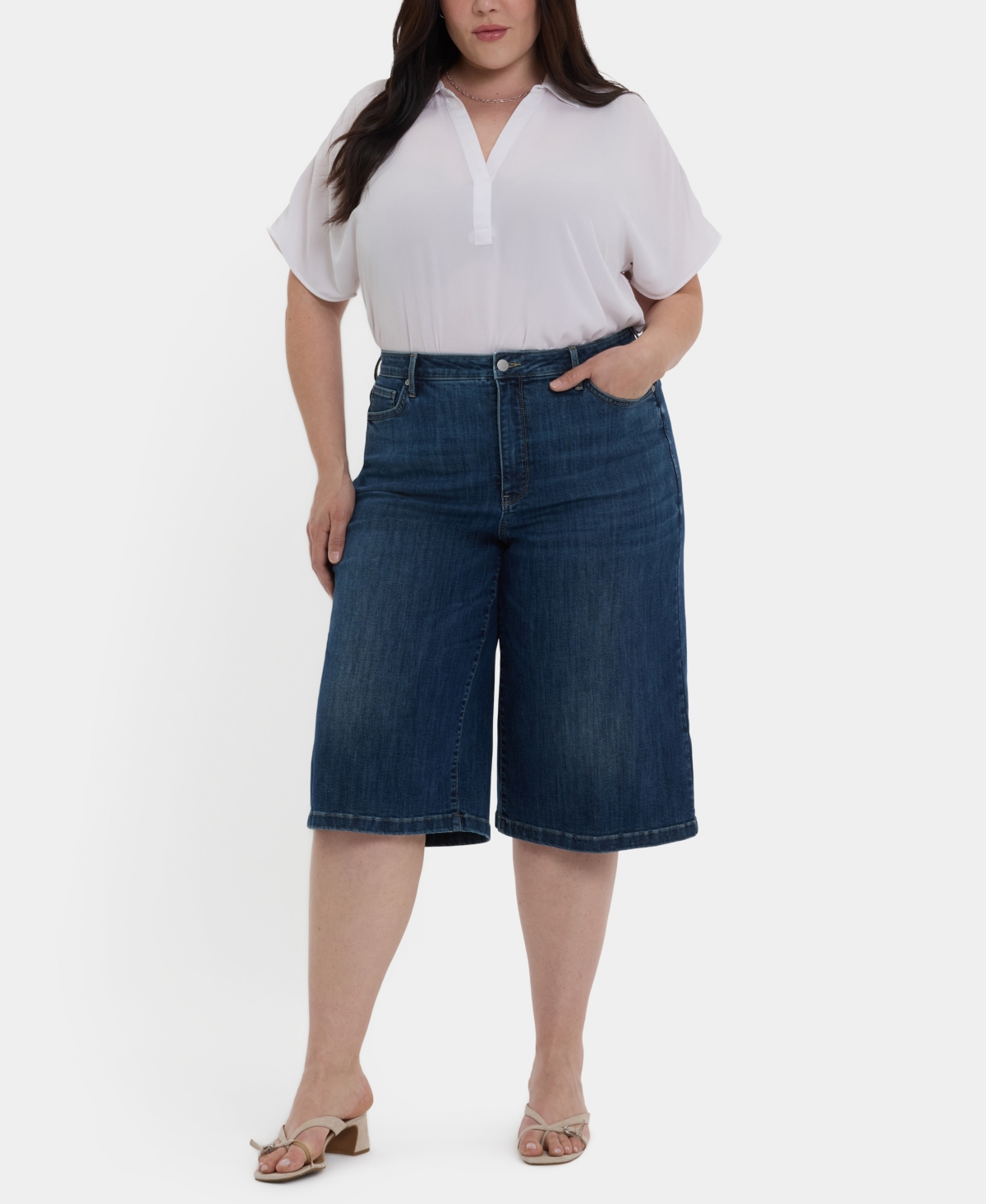 Nydj Plus Size Amelia Culottes Denim Shorts In Blue