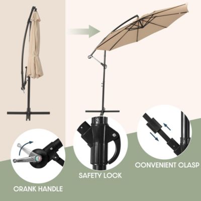 10 Ft Outdoor Patio Cantilever Offset Umbrella