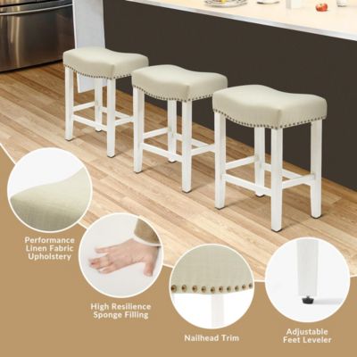 24" Upholstered Saddle Seat Counter Stool