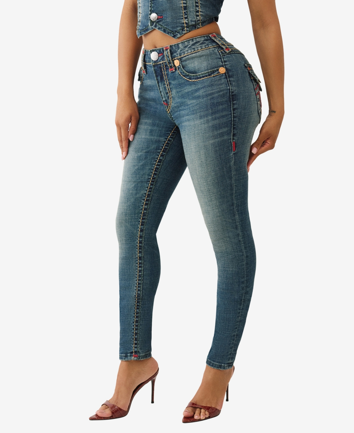 True Religion Women's Jennie Skinny Super T Flap Jeans In Multi