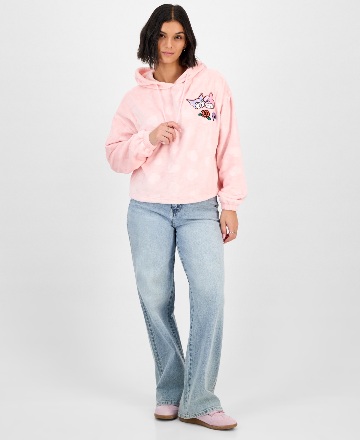 Grayson Threads, The Label Juniors' Embossed Sherpa Hoodie In Pink