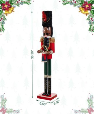 36.5" Wooden Christmas African Soldier Nutcracker