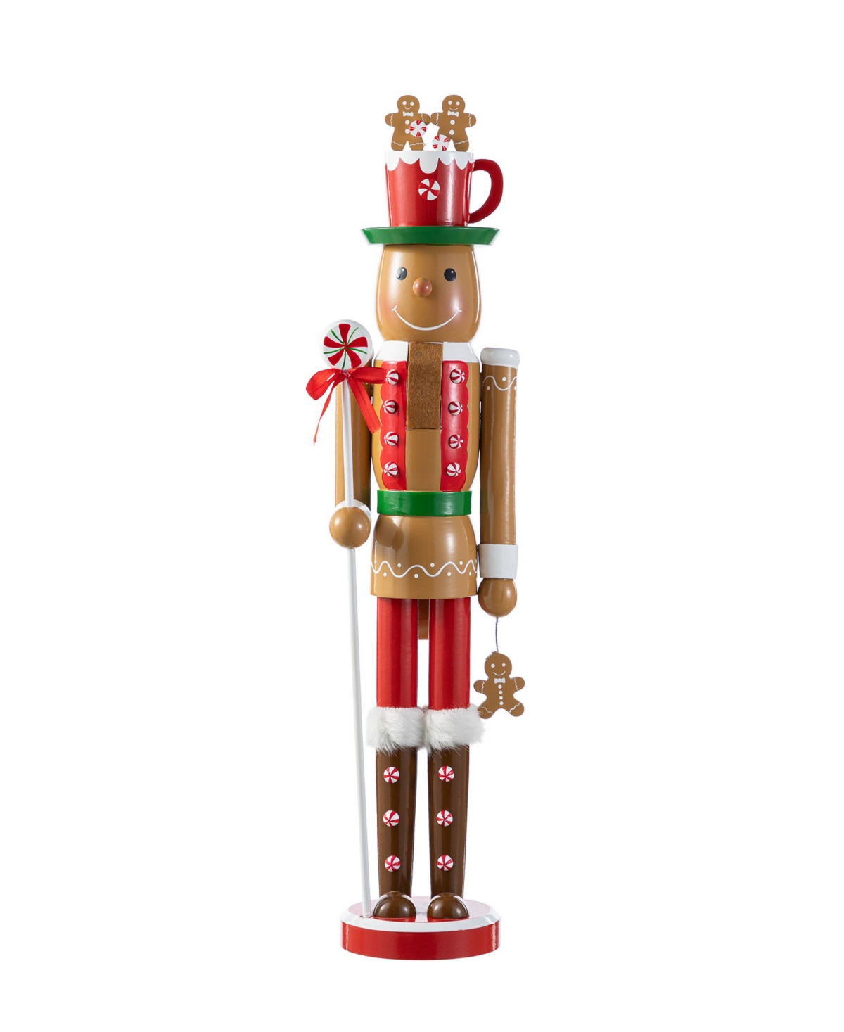 Glitzhome 24" Wooden Christmas Gingerbread Man Nutcracker In Multi